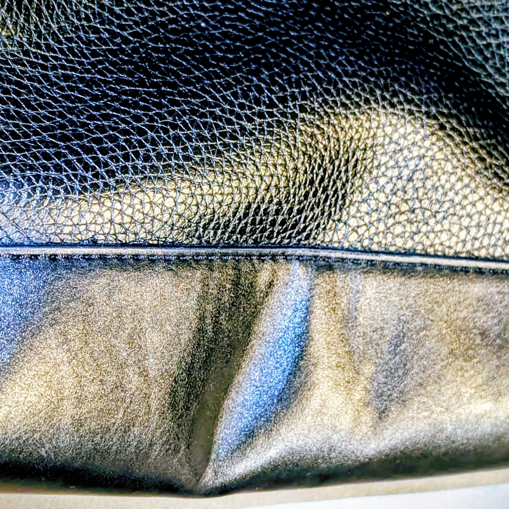 Calvin Klein Black Pebble Leather Textured Messenger Crossbody Bag Purse - Picture 9 of 14